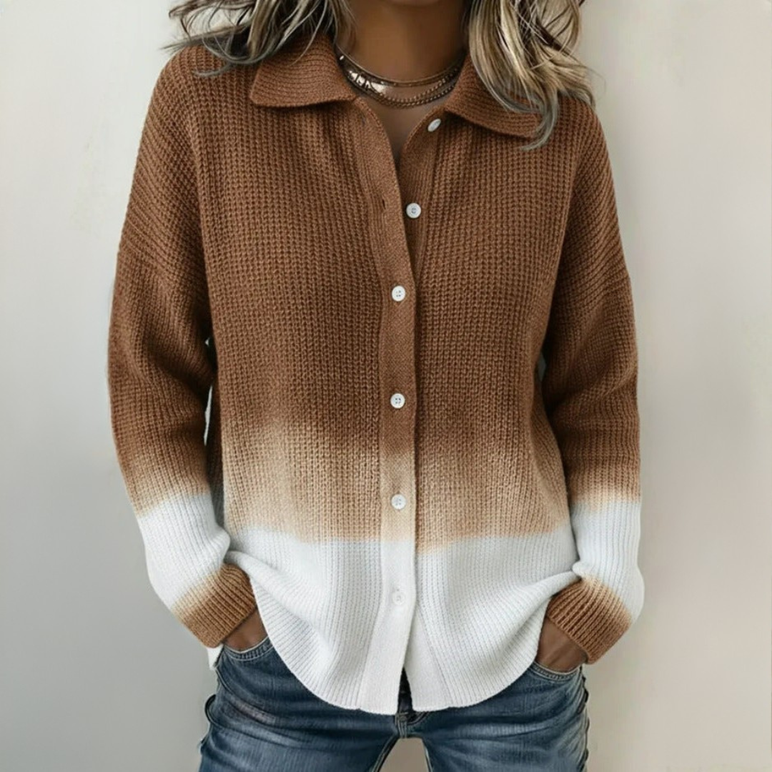 Weiche, klassische Strickjacke mit Hemdkragen