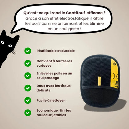 Gant réutilisable pour enlever les poils d’animaux facilement