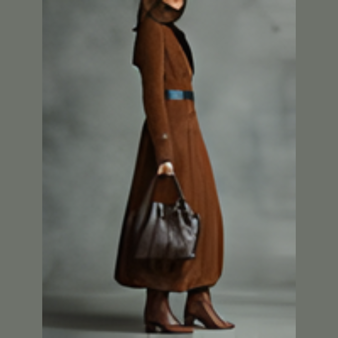 Trench long en cuir véritable femme