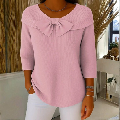 Damen-Wollpullover mit Knotenkragen