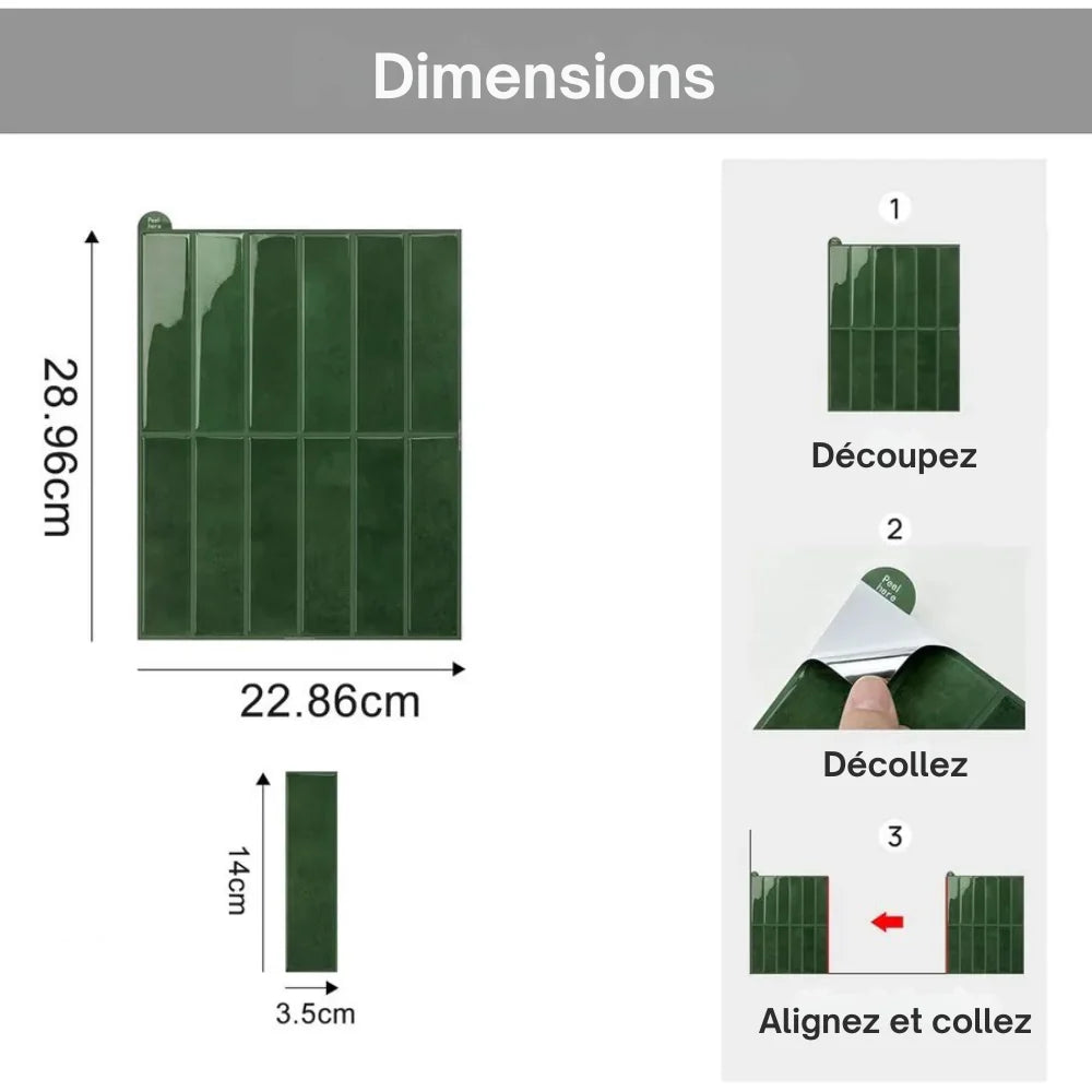 Carrelage adhésif effet 3D pour cuisine et salle de bain