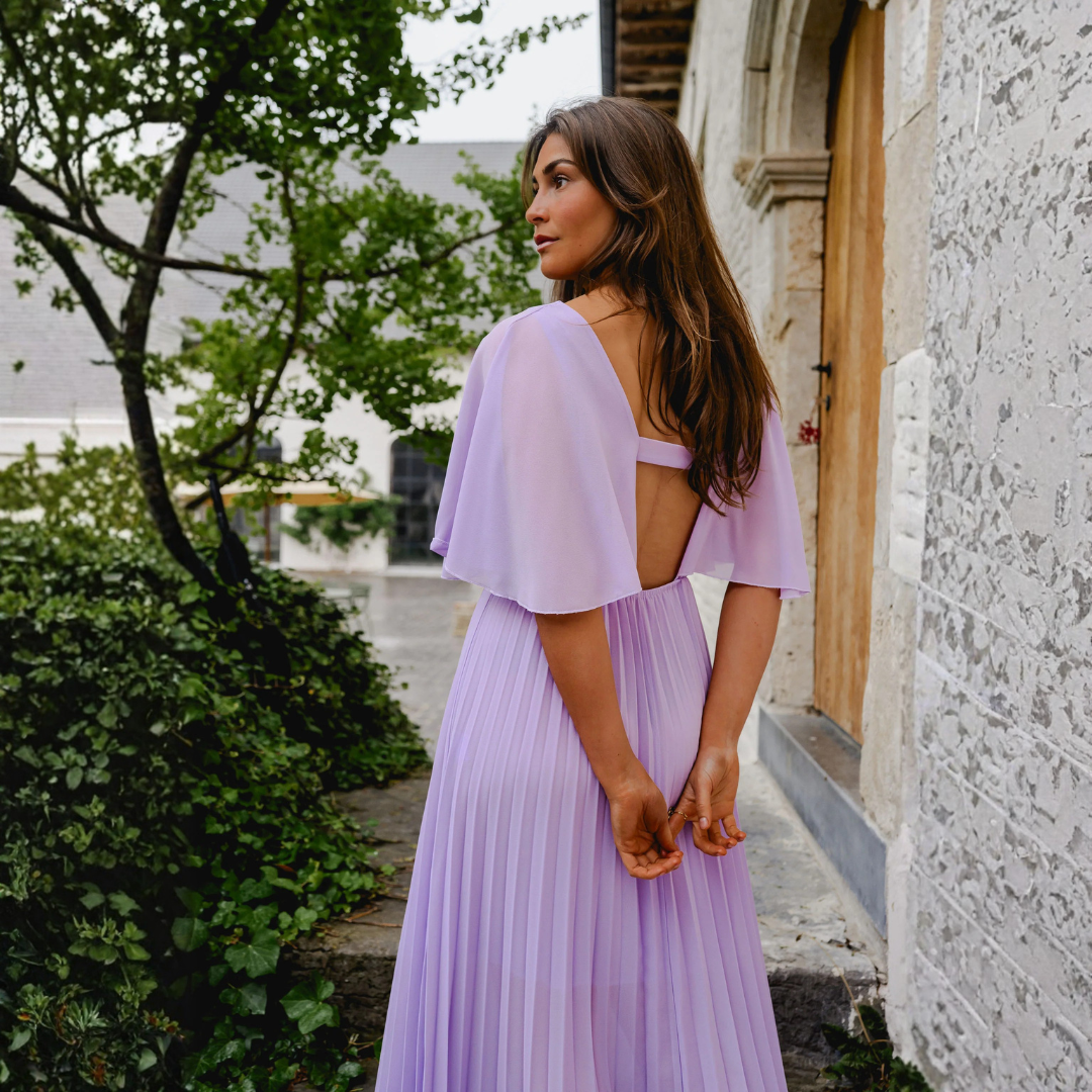 Robe longue fluide mauve élégante