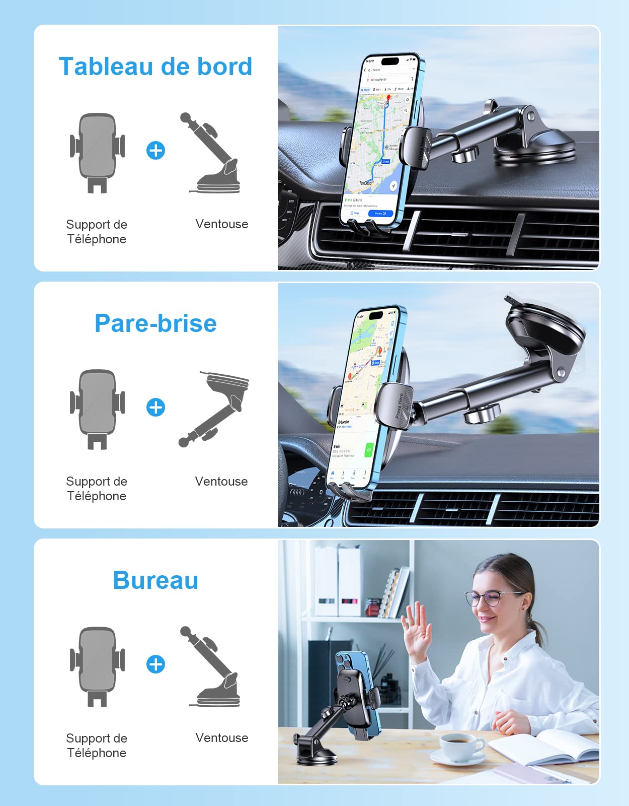 Support de téléphone pour console centrale de voiture – Super adsorption