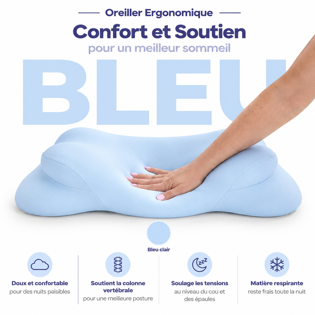 Oreiller Ergonomique à Zones de Soutien