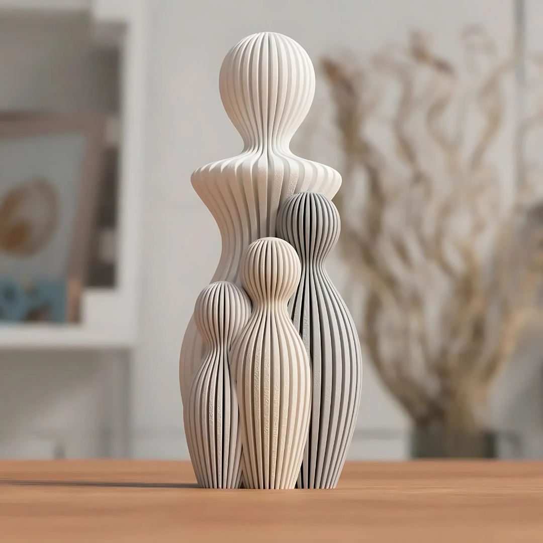 Sculpture Famille Personnalisable Minimaliste en Bioplastique