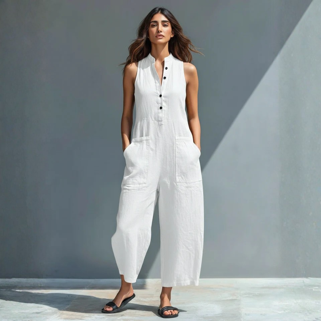 Combinaison femme élégante sans manches