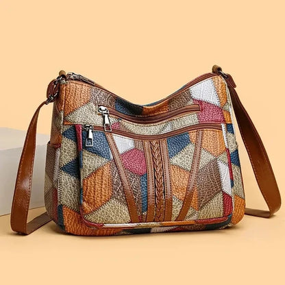 Patchwork-Handtasche aus strukturiertem Leder