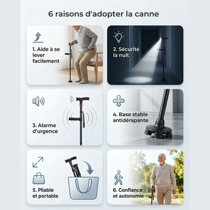 Canne de soutien pour marcher et se lever en toute sécurité