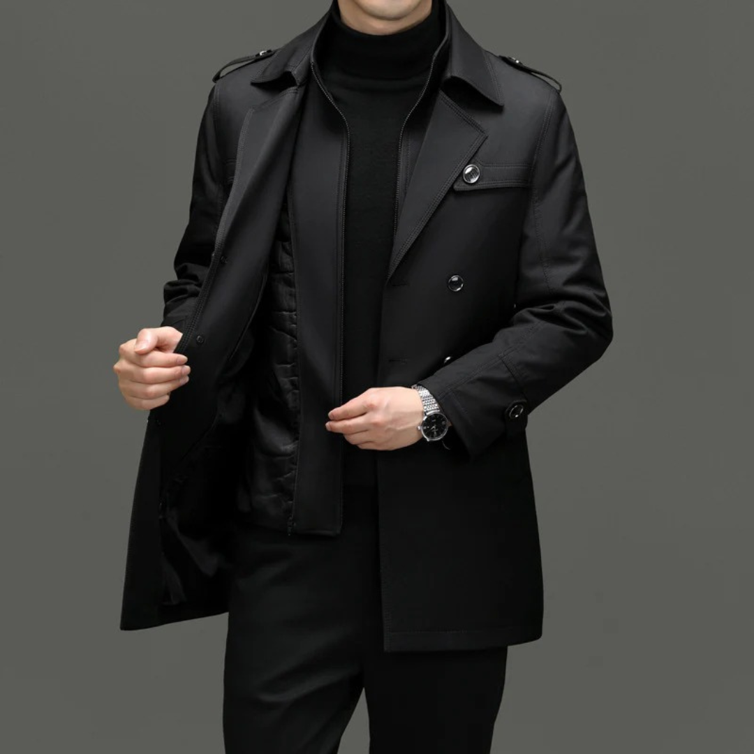 Trench-coat mi-long pour homme avec doublure amovible