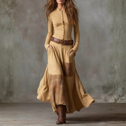 Elegantes langes Kleid mit langen Ärmeln