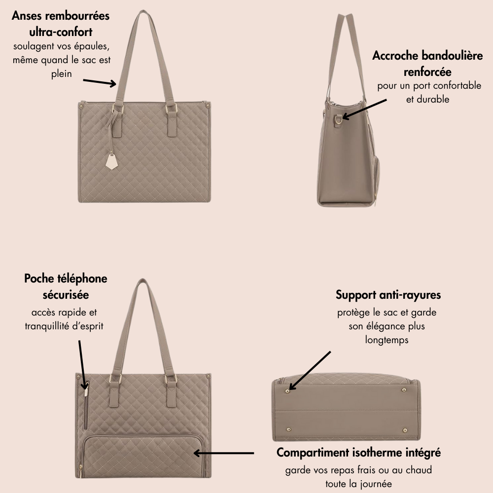 Elegante und praktische Tragetasche aus gestepptem Leder