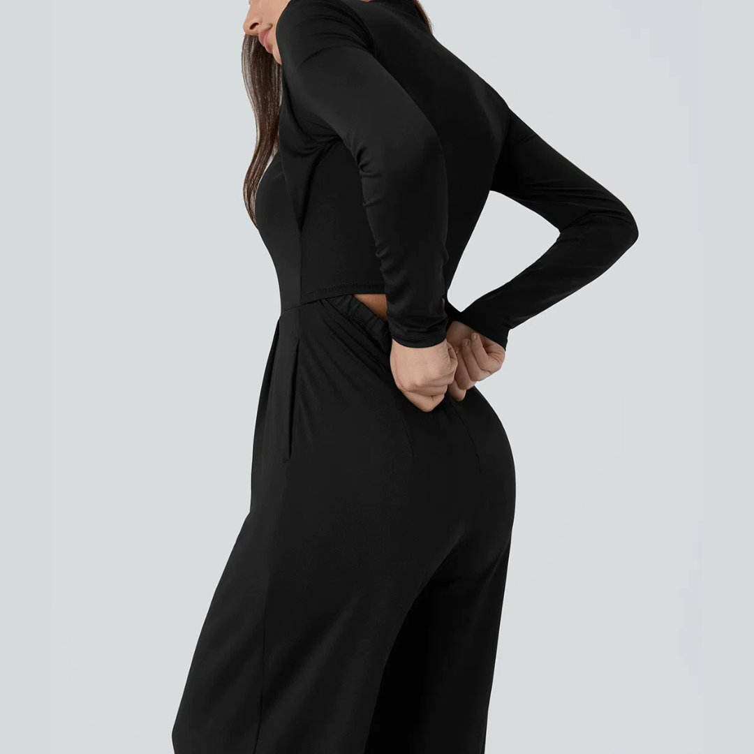 Eleganter ärmelloser Overall aus Satin