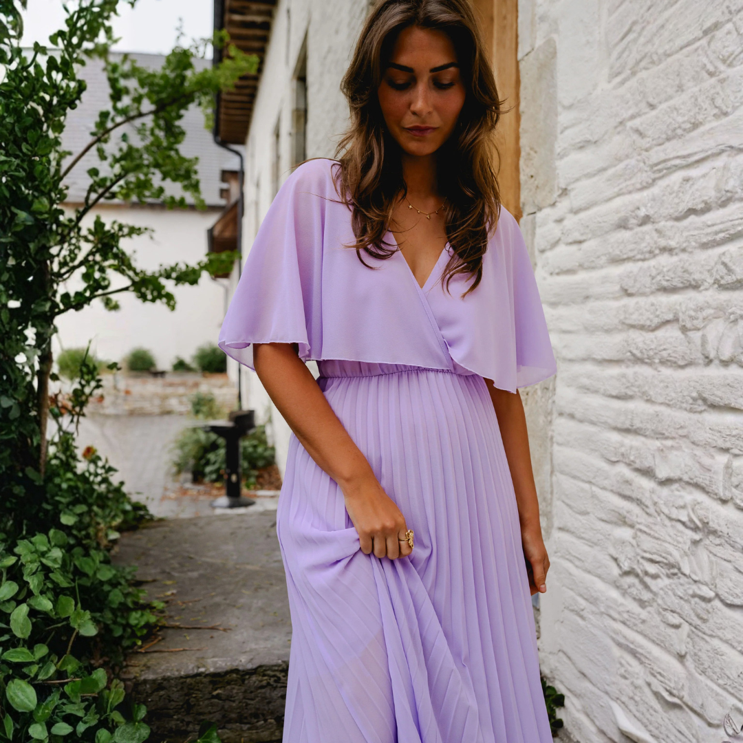 Robe longue fluide mauve élégante
