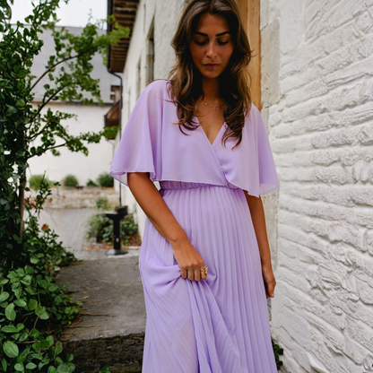 Robe longue fluide mauve élégante