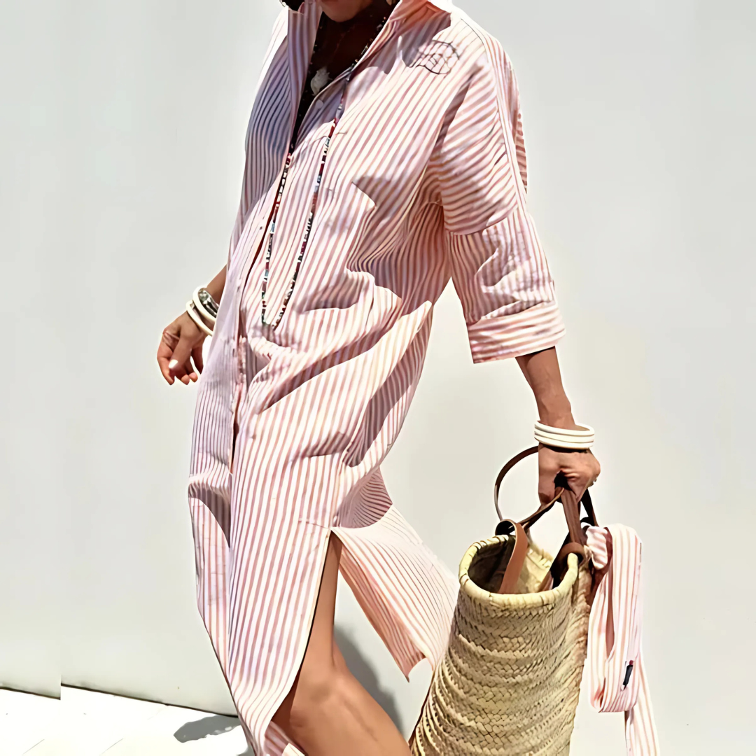 Robe chemise rayée chic pour femme
