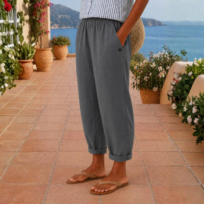 Pantalon fluide en lin léger femme