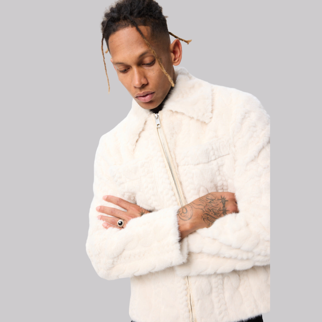 Weiße strukturierte Herrenjacke