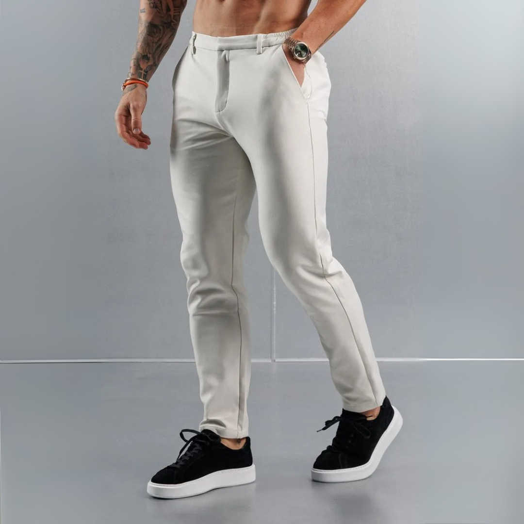 Pantalon en tissu élastique sable