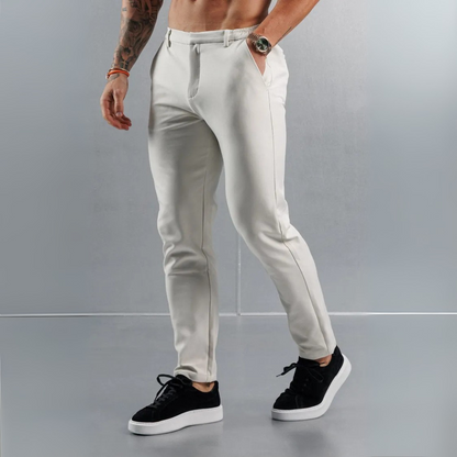 Pantalon en tissu élastique sable