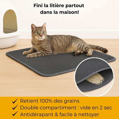 Tapis de litière pour chat double couche