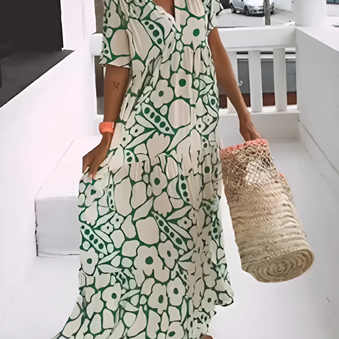 Robe longue fluide imprimée – coupe ample et estivale