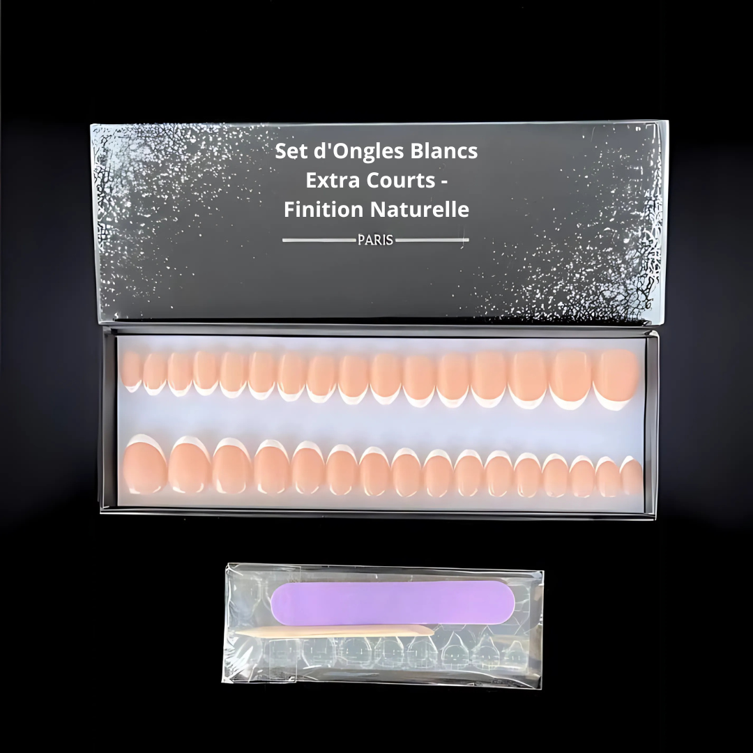 Set d'Ongles Blancs Extra Courts - Finition Naturelle
