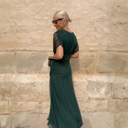 Robe longue fluide à manches 3/4