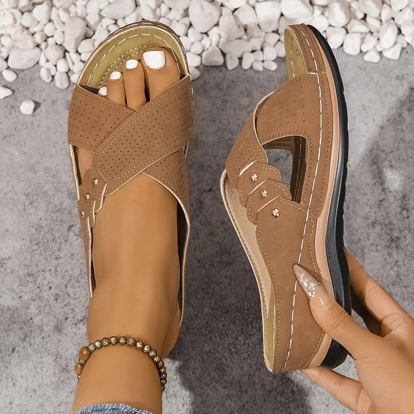 Orthopädische Damen-Sandalen mit Keilabsatz