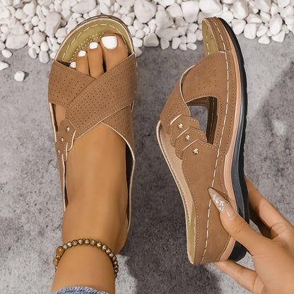Orthopädische Damen-Sandalen mit Keilabsatz