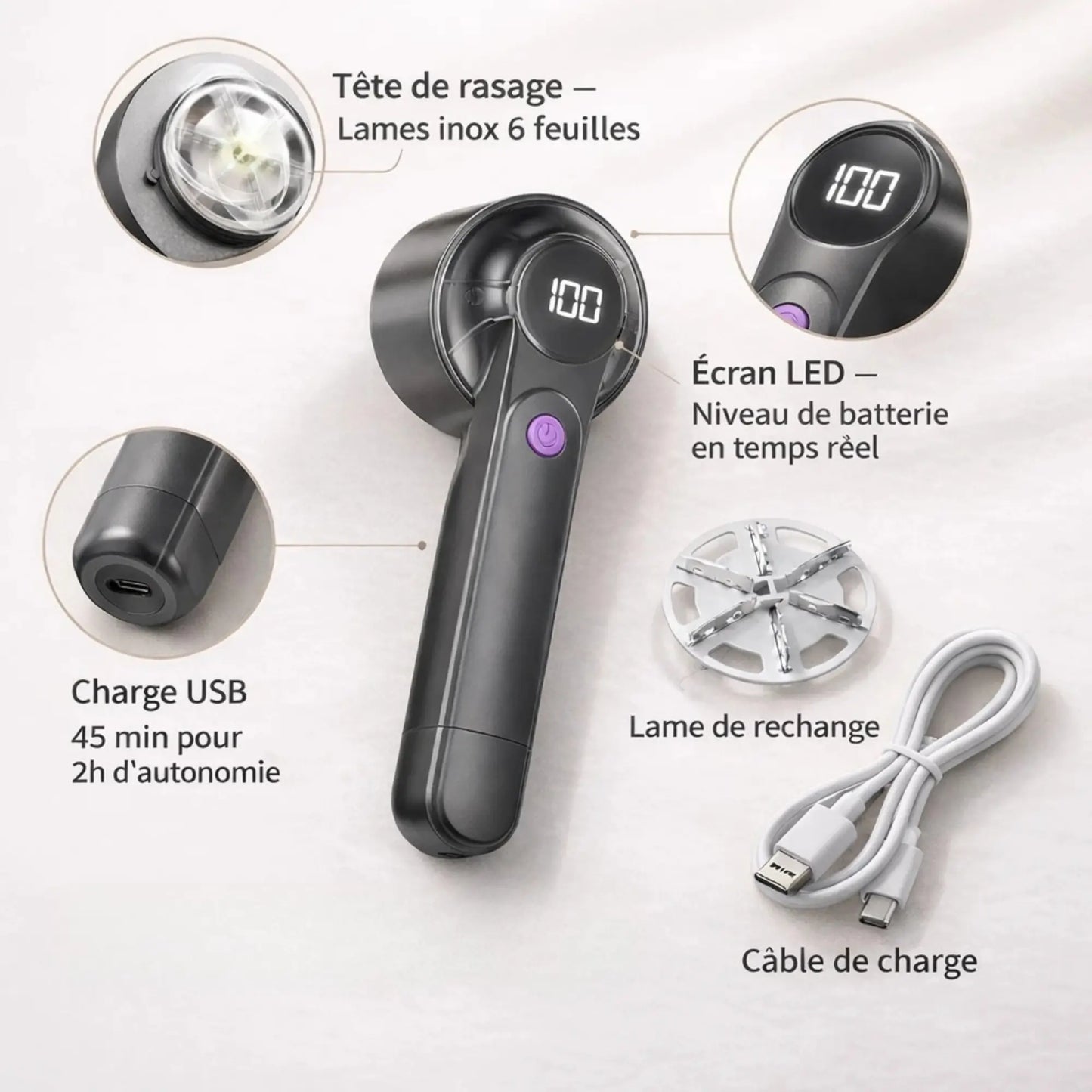 Éliminateur de Peluches Rechargeable 2.0