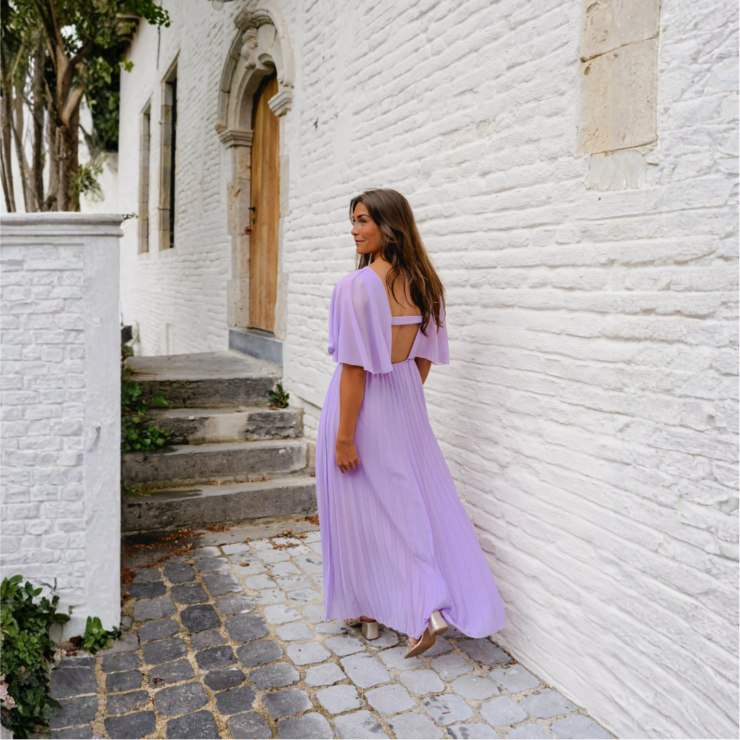 Robe longue fluide mauve élégante