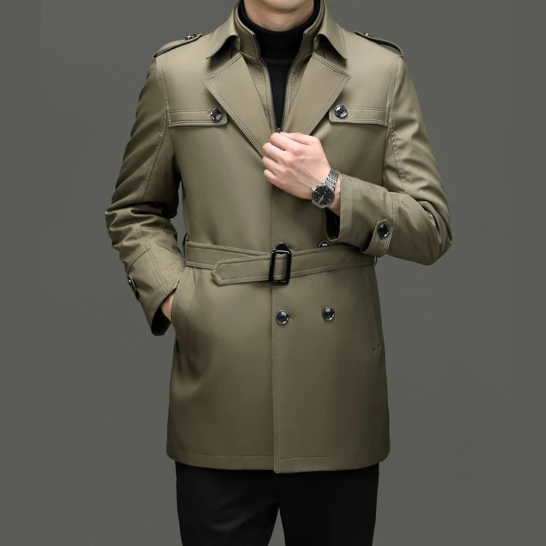 Trench-coat mi-long pour homme avec doublure amovible