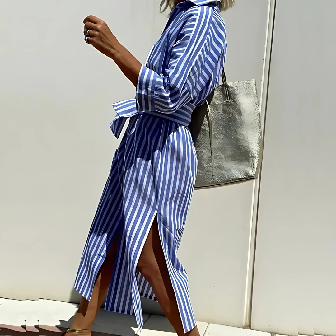 Robe chemise rayée chic pour femme