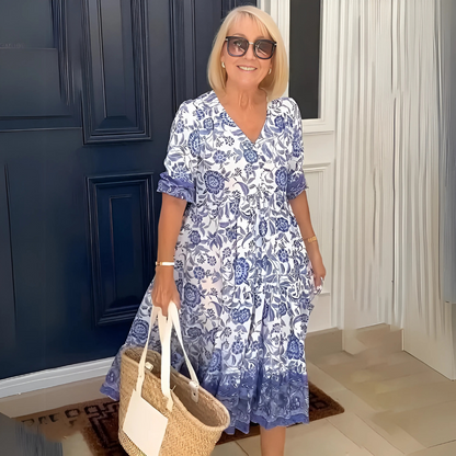 Robe longue fluide à motifs