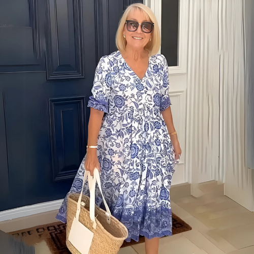 Robe longue fluide à motifs