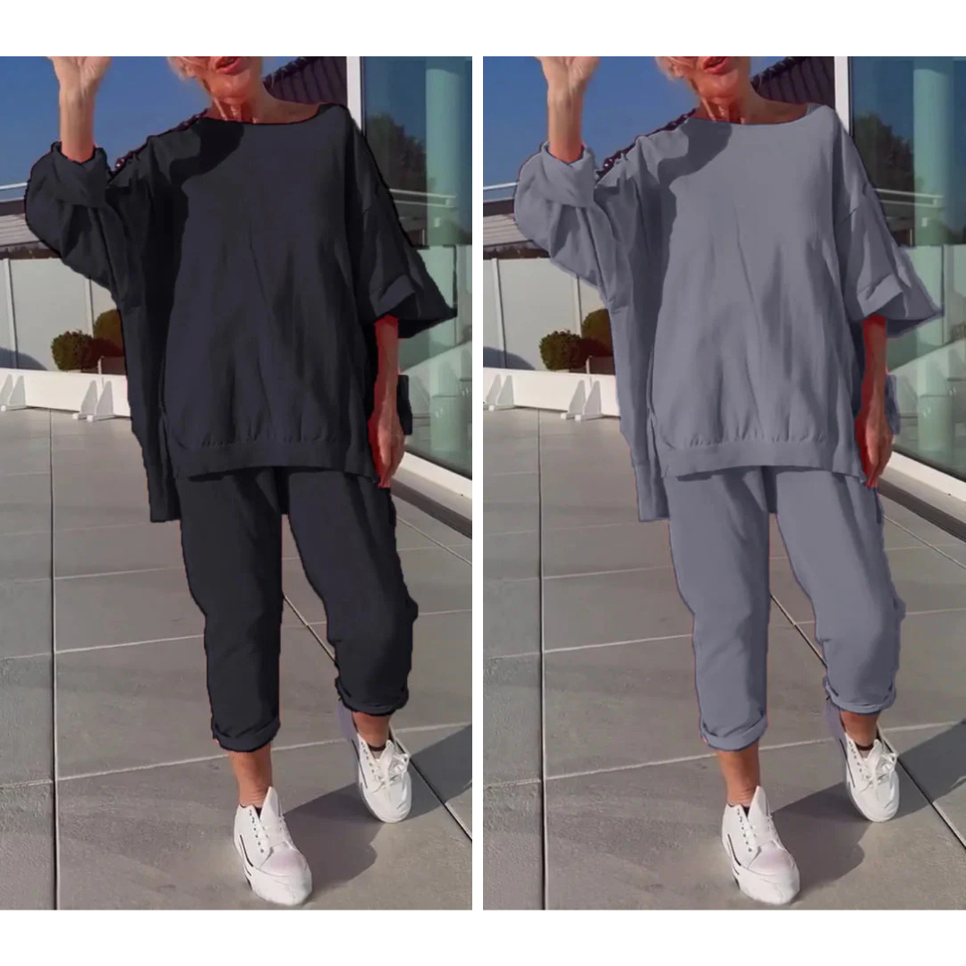 Loungewear-Set Damen – Pullover & verkürzte Hose