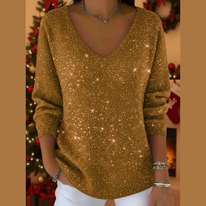 Festlicher Pullover mit V-Ausschnitt