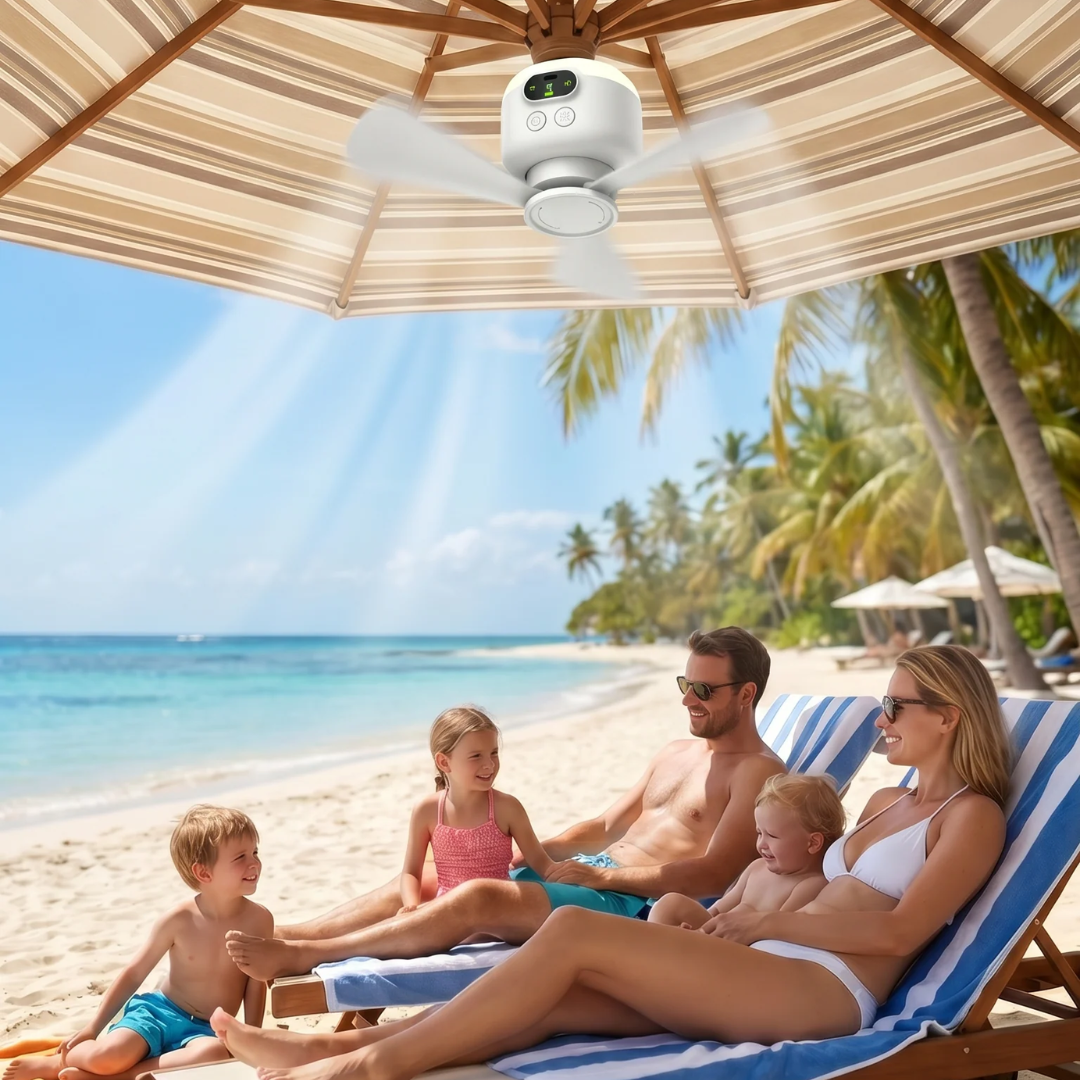 Tragbarer, wiederaufladbarer Ventilator mit LED und Fernbedienung
