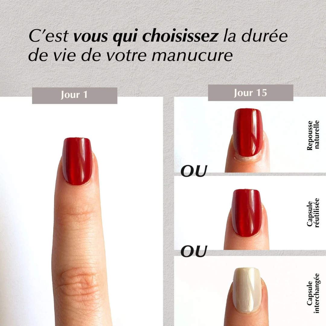 Ongles courts effet vernis cerise