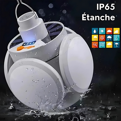 Lampe de Camping Solaire avec Recharge USB et Crochet de Suspension