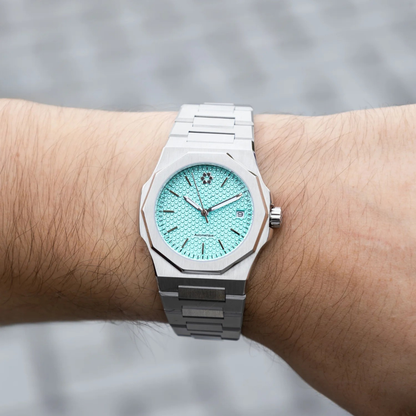 Montre automatique acier turquoise élégante