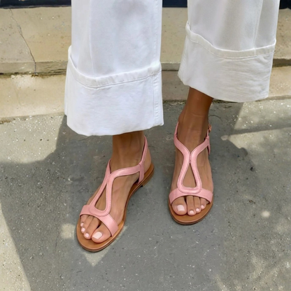 Bequeme goldene Sommersandalen für Damen