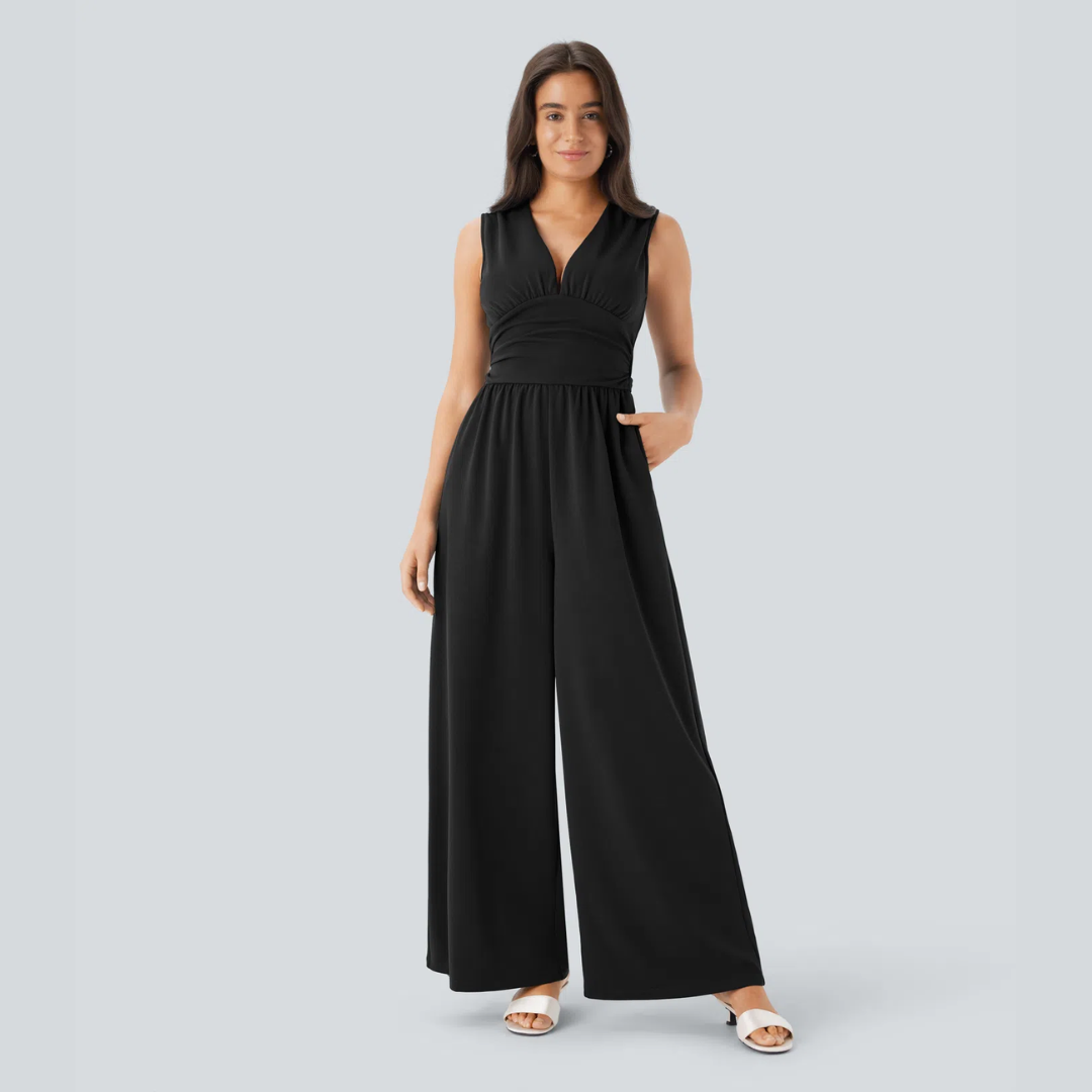 Eleganter ärmelloser Overall aus Satin