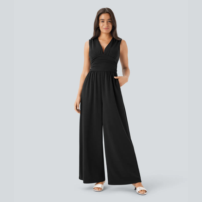 Eleganter ärmelloser Overall aus Satin