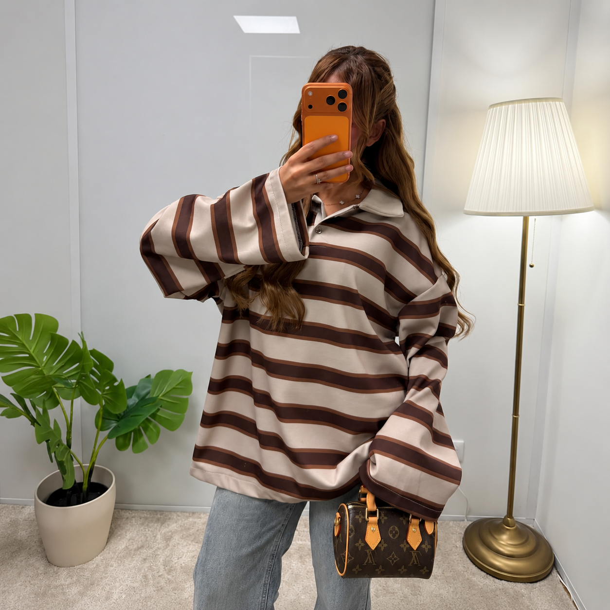 Oversize-Pullover mit Streifenmuster für Damen