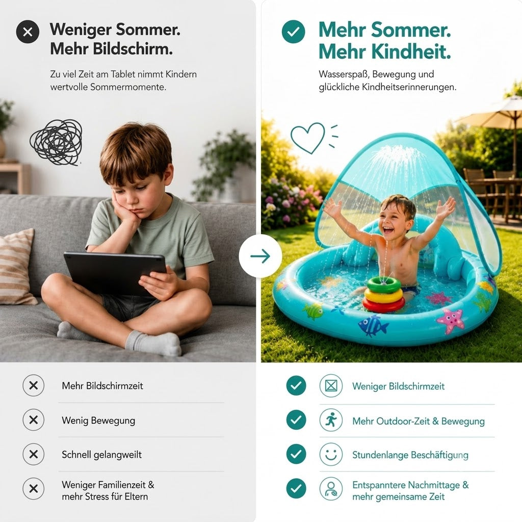 Aufblasbares Kinderplanschbecken mit Wasserstrahlen
