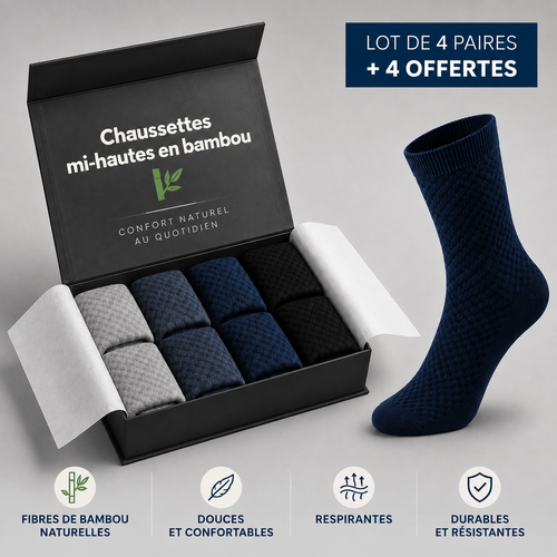 Chaussettes mi-hautes en bambou respirantes et confortables
