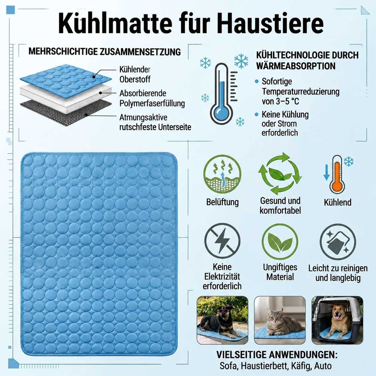 Tapis rafraîchissant chien chat anti chaleur confortable
