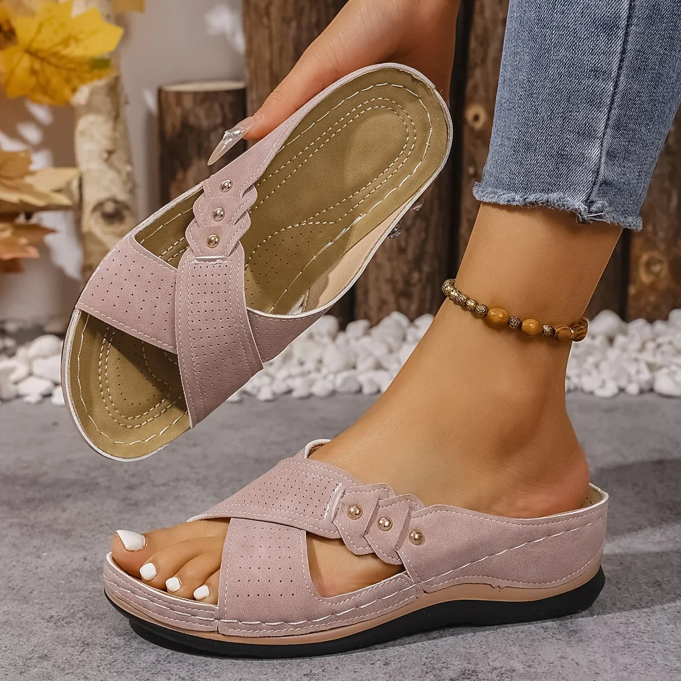 Orthopädische Damen-Sandalen mit Keilabsatz