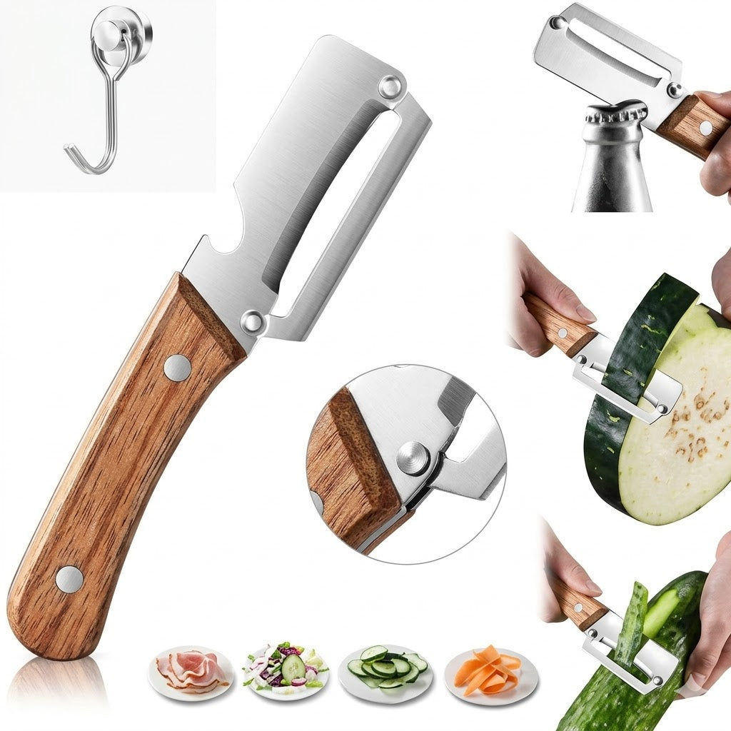 Éplucheur de Cuisine Antidérapant en Bois